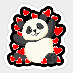 Cute Panda with Hearts I Valentine Heart Valentines Day Sticker